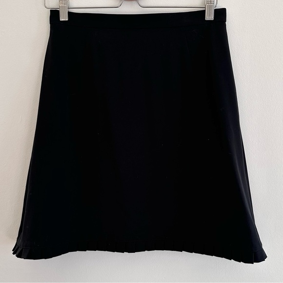 Vintage Escada micro ruffle hem A-line black knee length wool silk skirt - Picture 1 of 5